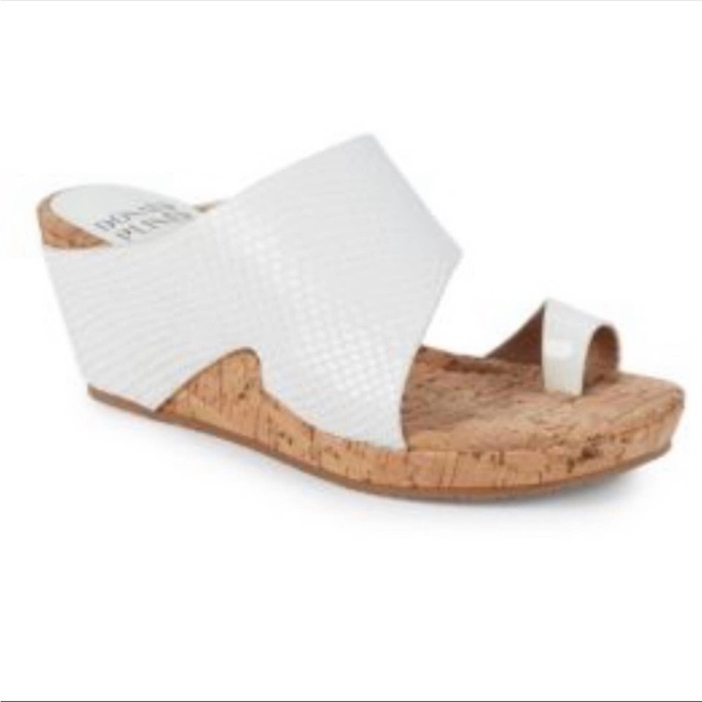 Donald J. Pliner White Cork Wedge Sandals
